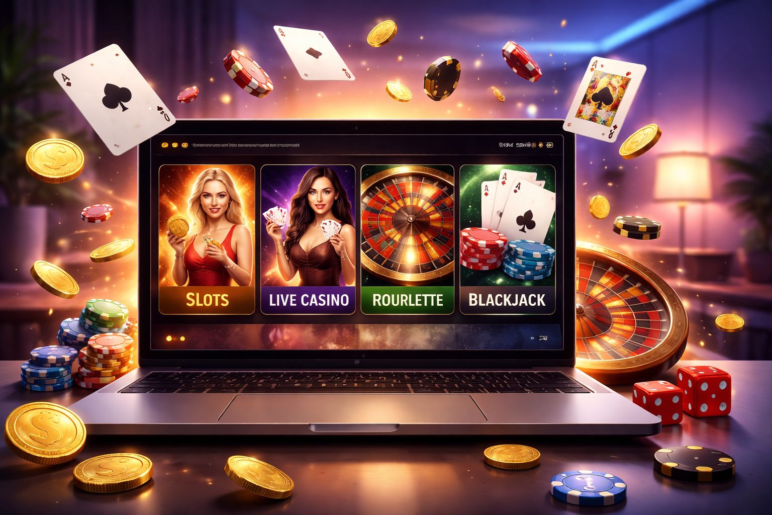 Una interfaz de juego elegante mostrando múltiples categorías de juegos Paripesa en una pantalla moderna con colores vivos
